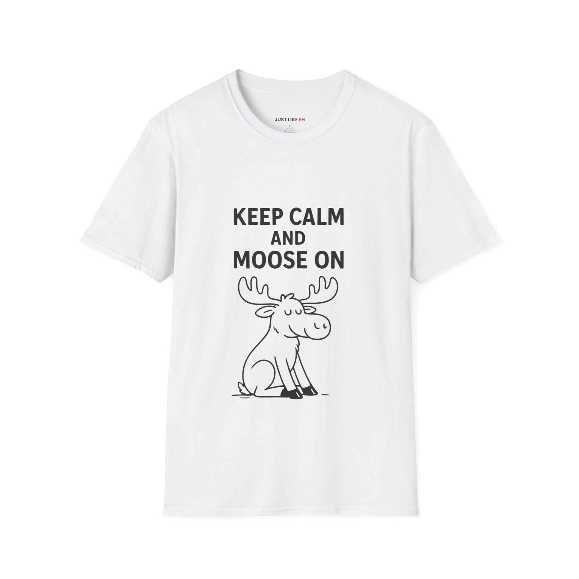 Keep Calm and Moose On T-Shirt, Fun Graphic Tee, Unisex T-Shirt, Nature Lovers Gift, Casual Wear, Wildlife Apparel, Outdoorsy Style