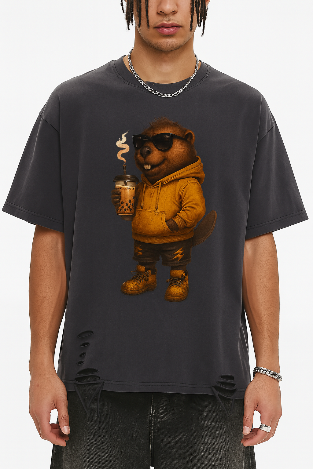 Ehvin Washed Raw-Hem Tee – Drip Edition